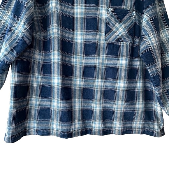 J JILL | NWOT LONG SLEEVE COTTON PLAID TOP BUTTON BACK NAVY BLUE WHITE SIZE: 1X - Picture 8 of 15